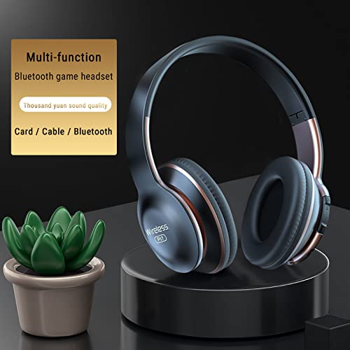 atinetok Bluetooth 5.0 Wireless Call Head-Mounted Foldable Headset - Subwoofer Live Over Ear Hi-Fi Soft Earmuffs Stereo Noise Cancellation Stereo Headphones for Office Workouts Outdoor
