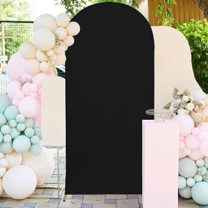 spandex wedding arch cover black stretch chiara backdrop stand cover 5 ft by 2.1ft arch backdrop covers for round top arch wall backdrop bridal shower ceremony birthday decor fitted backdrop fabric