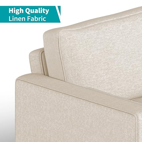 BALUS Convertible Sofa Bed, Upholstered Loveseat Futon Sofa Bed, Reversible Sleeper Sofa Bed with Cushion, Linen Fabric 2 in1 Pull Out Couch Bed for Living Room Apartment Office Bedroom Small Places