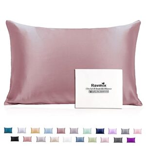 silk pillowcase for hair and skin with hidden zipper, ravmix both sides 21momme mulberry silk cooling pillow case standard size 20×26inches, 1pcs, dark pink