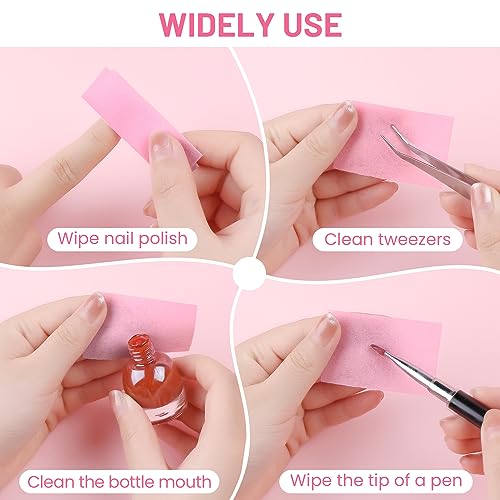 500PCS Nail Polish Remover, Lint Free Nail Wipes Super Absorbent Gel Nail Polish Remover Cotton Pads for Acetone Nail Polish Remover Nail Wipes for Acrylic Gel Nails Clean, Pink