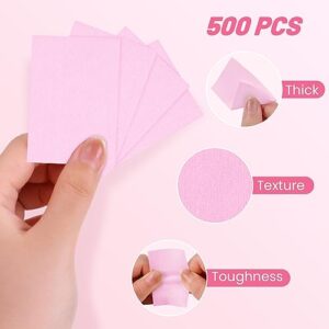 500PCS Nail Polish Remover, Lint Free Nail Wipes Super Absorbent Gel Nail Polish Remover Cotton Pads for Acetone Nail Polish Remover Nail Wipes for Acrylic Gel Nails Clean, Pink