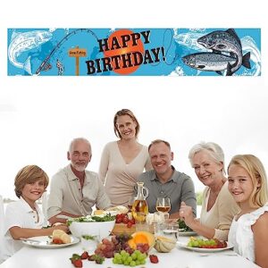 Kimini-Ki Gone Fishing Birthday Banner, Fishing Birthday Decorations for Men / Boys, Lager Fishing Theme Banner, Fisherman 10th 20th 30th 40th 50th 60th 70th 80th 90th Birthday Decoration Yard Sign, Gone Fishing Birthday Party Supplies