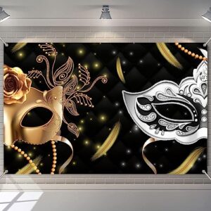 kukusoul 6x4ft mardi gras masquerade party backdrop carnival party gold sparkling mask background for adults women birthday party decorations birthday party decorations kuhbzt115