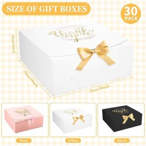 Fulmoon 30 Pcs Large Thank You Gift Boxes with Lids 10 x 10 x 4 Inch Bridesmaid Proposal Box with Ribbon Kraft Paper Present Wrap Box for Wedding Anniversaries Birthday Packaging Baby Shower(White)