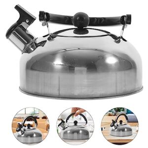 BESTonZON Stainless Steel Tea Kettle Whistling Stovetop Teapot Hot Water Boilers Metal Flat Bottom Kettle Warmer Heating Container for Home Kitchen Stovetops Gas Bbq Party 1.8L