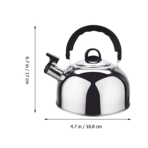 BESTonZON Stainless Steel Tea Kettle Whistling Stovetop Teapot Hot Water Boilers Metal Flat Bottom Kettle Warmer Heating Container for Home Kitchen Stovetops Gas Bbq Party 1.8L