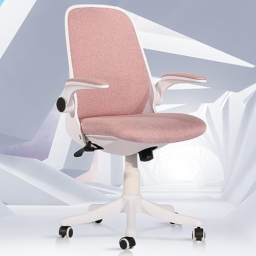 VECELO Pink Desk Wheels/Armrests Modern Home Office Chair Adjustable Height Task/Work 360° Swivel 39" H