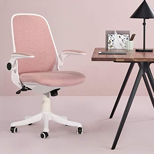 VECELO Pink Desk Wheels/Armrests Modern Home Office Chair Adjustable Height Task/Work 360° Swivel 39" H