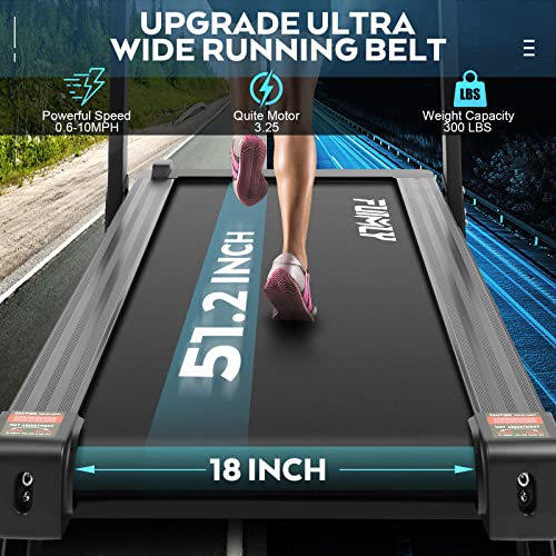 Treadmill with Incline,FUNMILY 3.25HP 18 INCH Wide Treadmill for Home, 300lb Capacity Walking Running Machine with 36 Preset Programs,18"x51" Running Belt, LCD Display, App Control