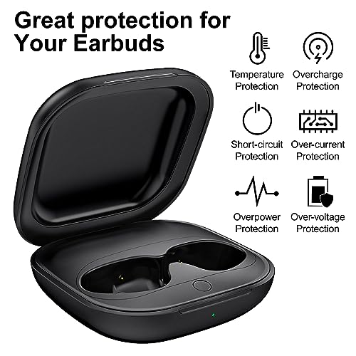 Wireless Charging Case for Beats Fit Pro, Replacement Charger Case for Beats Fit Pro with Bluetooth Pairing, 700mAh Built-in Battery, Support Wireless and Wired Charging, Not Include Earbuds (Black)