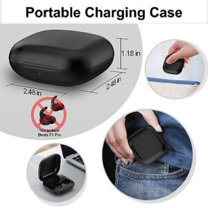 Wireless Charging Case for Beats Fit Pro, Replacement Charger Case for Beats Fit Pro with Bluetooth Pairing, 700mAh Built-in Battery, Support Wireless and Wired Charging, Not Include Earbuds (Black)