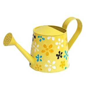 Metal Watering Can with Long Spout Indoor and Outdoor Garden Usage Watering Can for Plants Durable Water Sprayer for Home Balcony and Garden 2 L (Yellow)