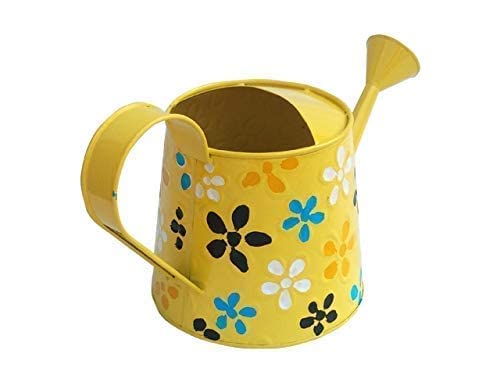 Metal Watering Can with Long Spout Indoor and Outdoor Garden Usage Watering Can for Plants Durable Water Sprayer for Home Balcony and Garden 2 L (Yellow)