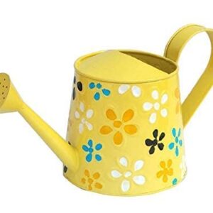 Metal Watering Can with Long Spout Indoor and Outdoor Garden Usage Watering Can for Plants Durable Water Sprayer for Home Balcony and Garden 2 L (Yellow)