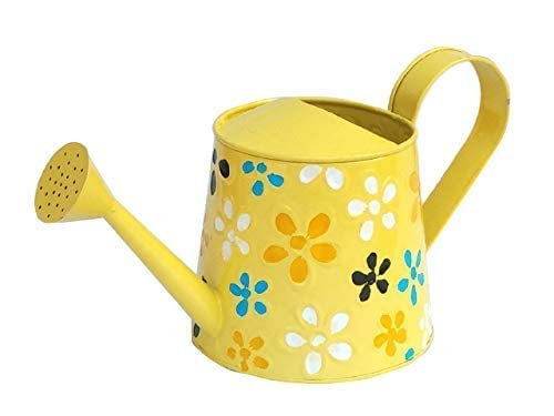 Metal Watering Can with Long Spout Indoor and Outdoor Garden Usage Watering Can for Plants Durable Water Sprayer for Home Balcony and Garden 2 L (Yellow)