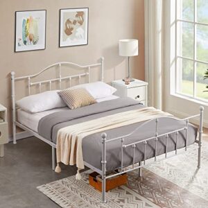 VECELO Full Size Metal Platform Bed Frame with Headboard and Footboard, Heavy Duty Steel Slat Support/No Box Spring Needed Mattress Foundation/Underbed Storage Space/Easy Assembly, Victorian Style