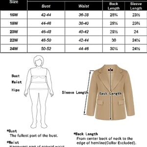 Hanna Nikole Fall Blazer for Women 2023 Lightweight Jacket Suits Open Front Lapel Long Sleeve Blazer Black 22 Plus