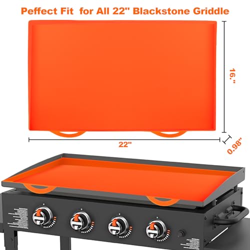 22” Blackstone Griddle Cover Silicone Griddle Mat for 22 Inch Blackstone Griddle, Heavy-Duty Food Grade Silicone Mat to Protect from Pollen, Debris and Rust, All-Season Protective Griddle Cover