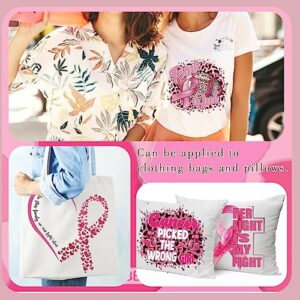 6 Sheets Breast Cancer Awareness Iron on Transfer Pink Ribbon Iron on Patches Stickers Heat Transfer Stickers Crown Letter Design Vinyl Appliques Sticker for T-Shirt Jean Pillow Cover DIY Decorations