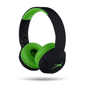 altec lansing kid safe noise cancelling wireless headphones 15h battery, 85db volume limit, foldable design powerful sound, active noise cancellation perfect for kids ages 7+ (blackout green)