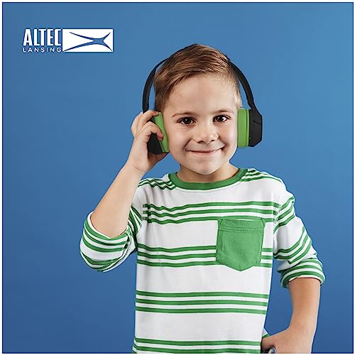 Altec Lansing Kid Safe Noise Cancelling Wireless Headphones 15H Battery, 85dB Volume Limit, Foldable Design Powerful Sound, Active Noise Cancellation Perfect for Kids Ages 7+ (Blackout Green)