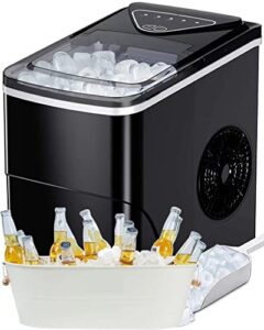 portable ice maker machine for counter top compatible(makes 26 lbs of ice every 24 hours-silver)&20/37 quart large ice bucket（20/37 quart large