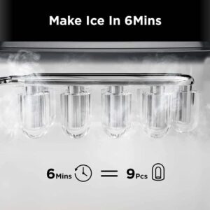 Portable Ice Maker Machine for Counter Top Compatible(Makes 26 lbs of Ice Every 24 Hours-Silver)&20/37 Quart Large Ice Bucket（20/37 Quart Large