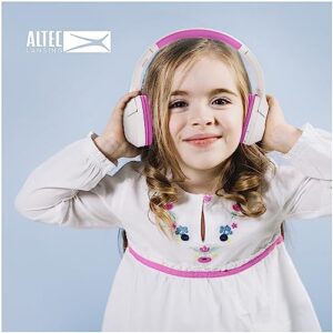 Altec Lansing Kid Safe Noise Cancelling Wireless Headphones 15H Battery, 85dB Volume Limit, Foldable Design Powerful Sound, Active Noise Cancellation Perfect for Kids Ages 7+ (Whiteout Pop Pink)