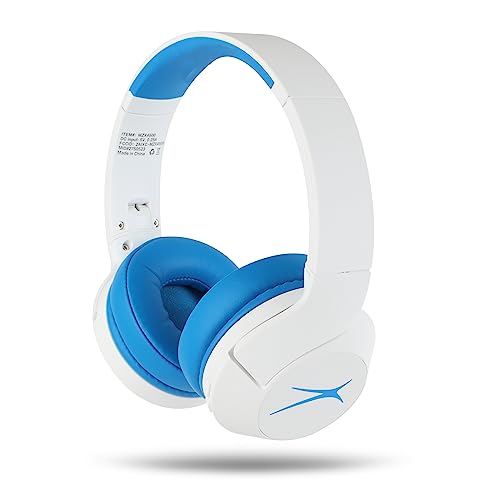 Altec Lansing Kid Safe Noise Cancelling Wireless Headphones 15H Battery, 85dB Volume Limit, Foldable Design Powerful Sound, Active Noise Cancellation Perfect for Kids Ages 7+ (Whiteout Wave Blue)