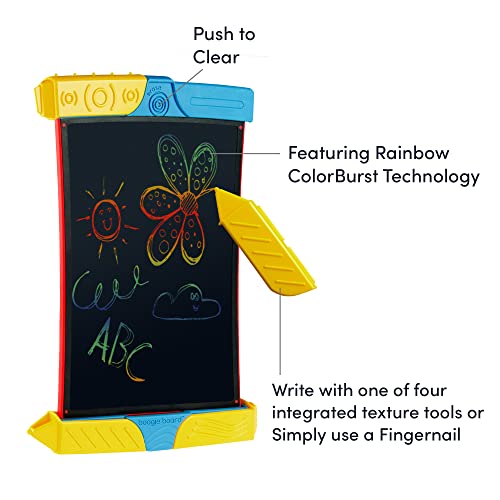 Boogie Board Scribble n’ Play Reusable Kids’ LCD Drawing Board, Doodle Board with Colorful Writing, Easy Erase Button, 4 Texture Drawing Styluses for Kids Ages 4+