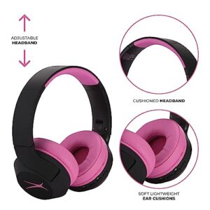 Altec Lansing Kid Safe Noise Cancelling Wireless Headphones 15H Battery, 85dB Volume Limit, Foldable Design Powerful Sound, Active Noise Cancellation Perfect for Kids Ages 7+ (Blackout Pop Pink)