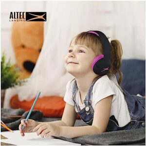 Altec Lansing Kid Safe Noise Cancelling Wireless Headphones 15H Battery, 85dB Volume Limit, Foldable Design Powerful Sound, Active Noise Cancellation Perfect for Kids Ages 7+ (Blackout Pop Pink)