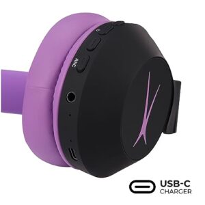 Altec Lansing Kid Safe Noise Cancelling Wireless Headphones 15H Battery, 85dB Volume Limit, Foldable Design Powerful Sound, Active Noise Cancellation Perfect for Kids Ages 7+ (Blackout Purple)