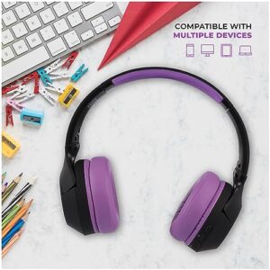 Altec Lansing Kid Safe Noise Cancelling Wireless Headphones 15H Battery, 85dB Volume Limit, Foldable Design Powerful Sound, Active Noise Cancellation Perfect for Kids Ages 7+ (Blackout Purple)