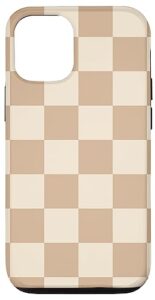 iphone 14 pro light beige brown checkered aesthetic big tan checkerboard case