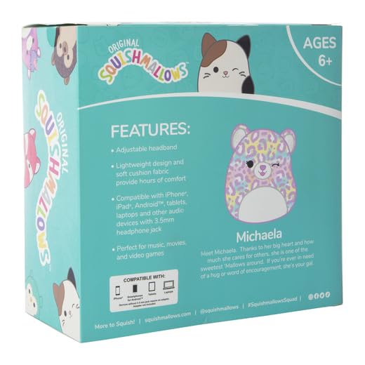 Squishmallows Plush Headphones (Michaela The Cheetah)