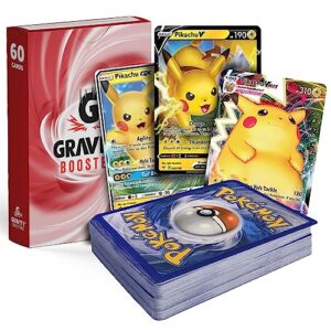 gravity boosters ultra rare pikachu bundle | 60x cards + 1x ultra rare pikachu card guaranteed |also includes 10x holographic cards w deck storage box
