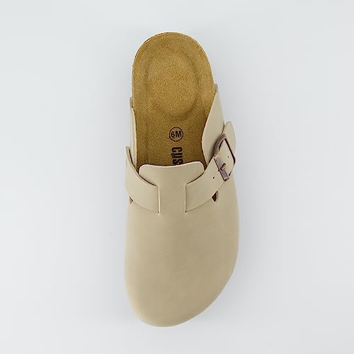 CUSHIONAIRE Women's Loom Cork Footbed Platform Clog with +Comfort, Wide Widths Available, Stone Nubuck 8.5