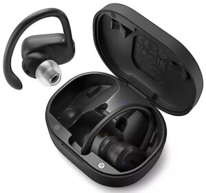 philips wireless earbuds bluetooth, self-cleaning uv ear buds for small, medium and big ears, waterproof sport earphones with detachable hooks, p-t-586
