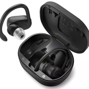 PHILIPS Wireless Earbuds Bluetooth, Self-Cleaning UV Ear Buds for Small, Medium and Big Ears, Waterproof Sport Earphones with Detachable Hooks, P-T-586