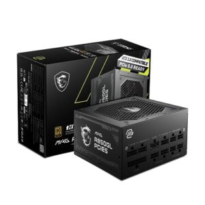 msi mag a850gl pcie 5 & atx 3.0 gaming power supply - full modular - 80 plus gold certified 850w - compact size - atx psu