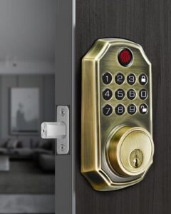 zsz smart locks for front door, keyless entry door lock with fingerprint, keypad & code unlock, no app/internet needed, auto lock, function setting with voice, install in 90 seconds, low-battery alert