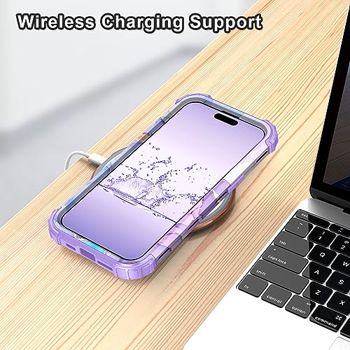 Hekodonk Magnetic for iPhone 14 Pro Max Case,[2Pcs Tempered Glass Screen Protector+2Pcs Camera Lens Protector],Heavy Duty Shockproof Plastic+Silicone 3 in 1 Case for iPhone 14 Pro Max Purple