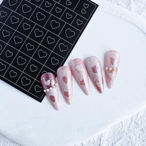 6 Sheets Airbrush Stencils Nail Stickers,3D Hollow Butterfly Flame Four Pointed Stars Heart Star Nail Decals Printing Template Stencil Tool for Women DIY Nail Art Supplies Nail Design Nail Decorations