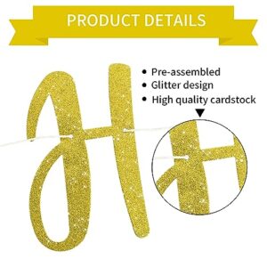 BEISHIDA Gold Glitter Happy Retirement Banner -NO DIY, Pre-Strung Happy Retirement Banner Decoration for Women&Man, Party Supplies for Retirement