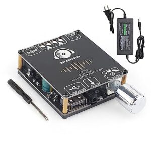 c50hs bluetooth amplifier board tpa3116d2 hifi chip 12-24v dc input,support usb sound card/usb flash, aux, bluetooth multiple input modes (c50hs with 12v/5a dc power adapter)