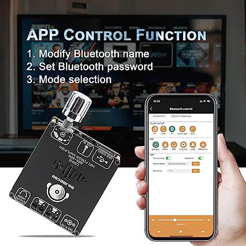 C50HS Bluetooth Amplifier Board TPA3116D2 HiFi Chip 12-24V DC Input,Support USB Sound Card/USB Flash, AUX, Bluetooth Multiple Input Modes (C50HS with 12V/5A DC Power Adapter)