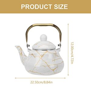 1. 5L Ceramic Enameled Teapot Marble Pear- Shaped Tea Kettle Hot Water Boiling Container for Kitchen Stovetop