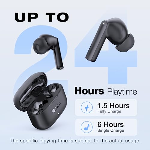 1 Hora Earbuds Wireless Bluetooth 5.3 with Charging Case, Waterproof Earphones, Built in Mic Headset,Deep Bass Headphones Compatible with Smart Phone, Laptop, Tablet